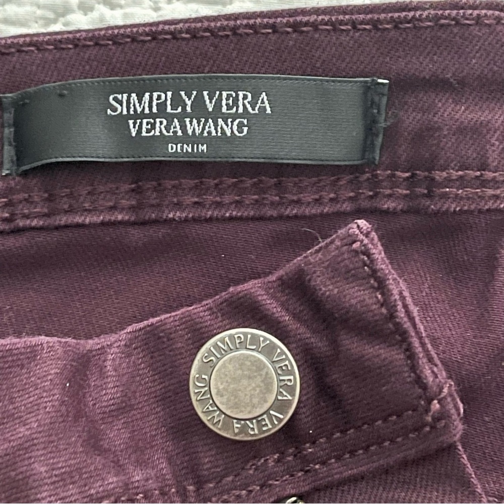 Simply Vera Vera Wang Jeans Skinny Stretch Denim Size 14 Eggplant - Picture 5 of 14